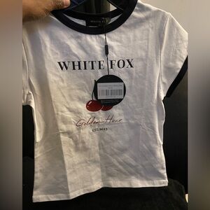 White Fox Boutique it’s Golden Hour Baby T White Size Medium NWT